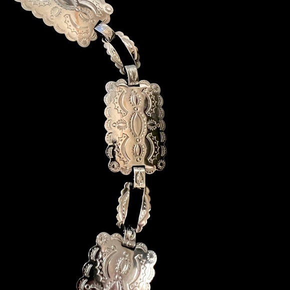 Vintage Navajo Silver Brick Link Hand Stamped Concho belt or necklace. - Picture 7 of 9